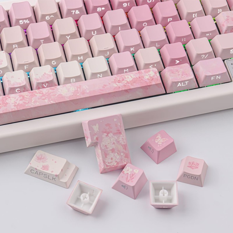 Tsungup Keycaps Cherry Blossom Tie-Dye Keycap Set - Custom Side