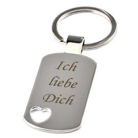 geschenke-fabrik – Keyring with Heart and Engraving "I Love You" – Chrome – as a Gift for Valentine's Day, Birthday or Christmas, silver