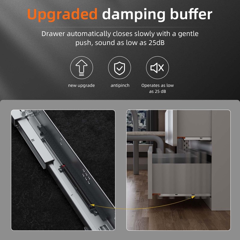 SIGOEI 15 Inch Bottom Mount Soft Close Drawer Slides Full