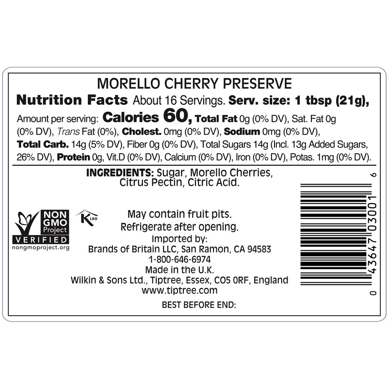 Tiptree Morello Cherry Preserve, 12 Ounce Jar