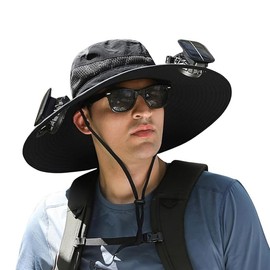 Solar Fan Hat Sun Fishing Hat for Men Women with Solar Powered Panel Fans Built in Hiking Hats Black