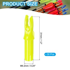 sourcing map Archery Arrow Nocks Plastic Carbon Arrow Inserts .244"/6.2mm for DIY Hunting Shooting Compound Recurve Bow(Yellow, Pack of 30)