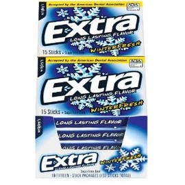 Extra Sugarfree Gum, 15 ct Sticks, 20 ct, Winterfresh (Quantity of 2)