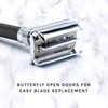 Parker, 96R Graphite Gray Long Handle Butterfly Open Double Edge