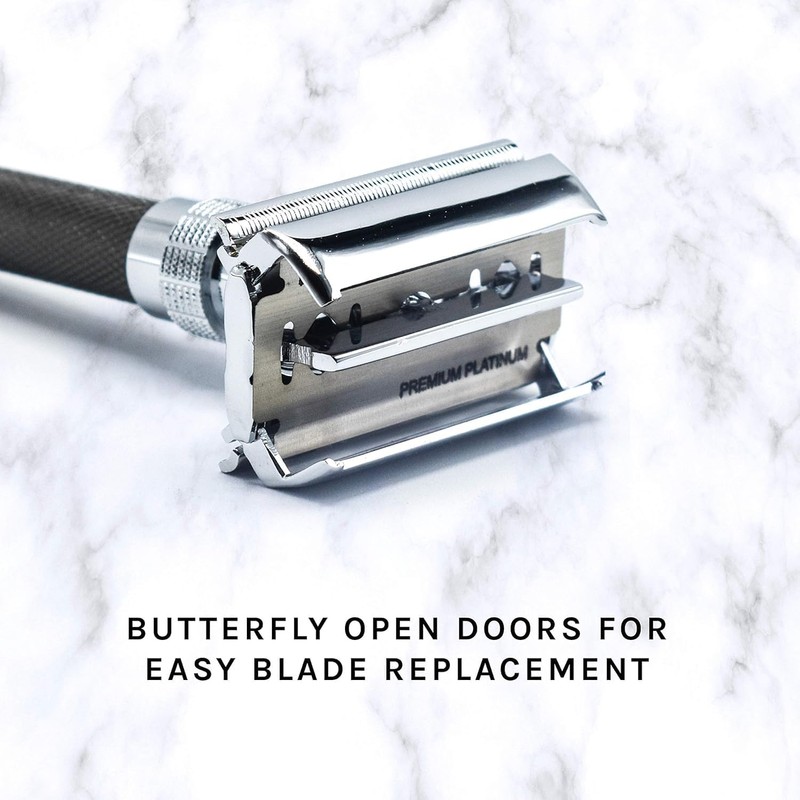 Parker, 96R Graphite Gray Long Handle Butterfly Open Double Edge