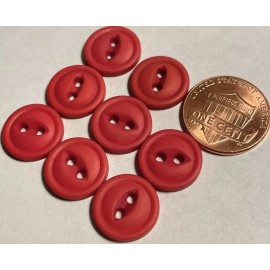 Unbranded 8 Vintage Matte Red Cat Eye 2-hole Plastic Buttons Just Over 1/2" 13mm NOS 13256