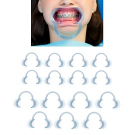 Generic Dental Cheek and Lip Retractor C Shape Mouth Opener Size S, (8) PCS M (7) PCS Pack of 15 Clear Blue- for Dentist, Teeth Whitening, Party, Mouthguard Challenge Game