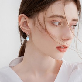 Moonstone Earrings Sterling Silver Filigree Irish Celtic Teardrop Moonstone Drop Earrings Jewellery Gifts for Women, Sterling Silver
