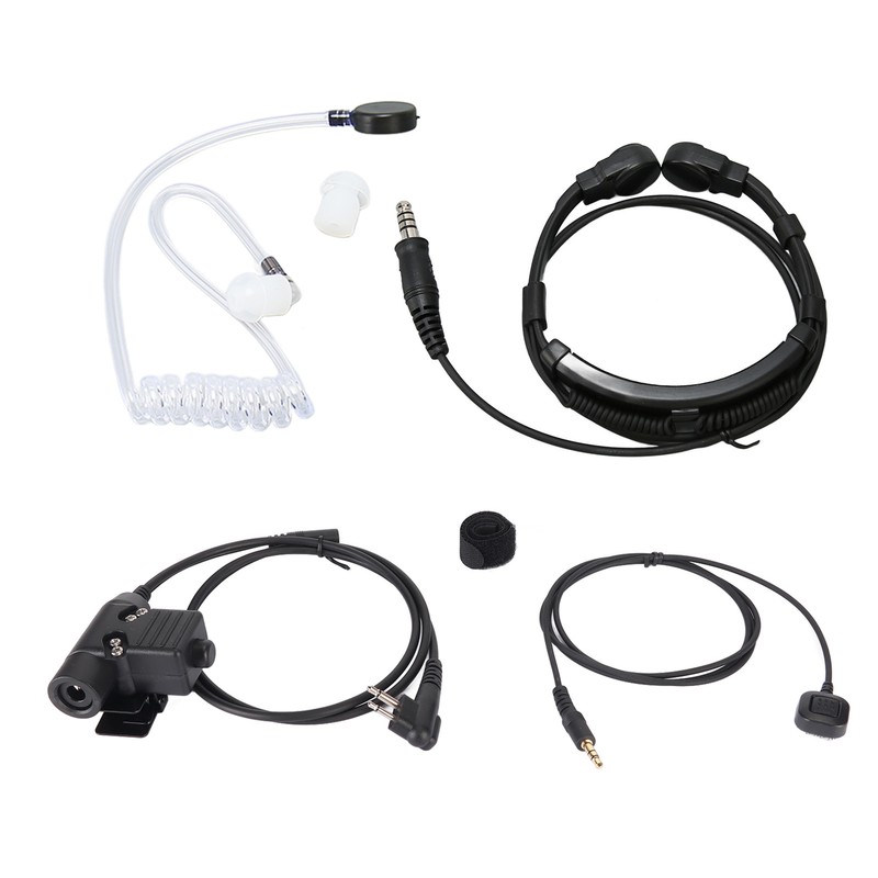 Throat Mic Earpiece 7.1mm Plug with Finger PTT Portable for