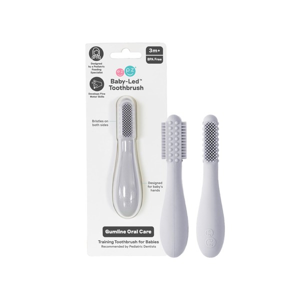 ezpz Baby-Led Toothbrush - 3 Months+ (Blush) - 100% Silicone