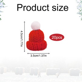 SKHAOVS 20 Pieces Mini Christmas Hat,Christmas Mini Knitted Hat,Mini Santa Hat,Mini Knitted Finger Hat,DIY Mini Hat,Mini Decorative Accessories for Christmas Decoration,Party Decoration (Red)