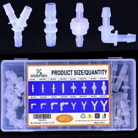 40Pcs Small Fittings kit, 16-Size Plastic Hose Barb Fittings Assortment and Check valve, L Fitting, Y Fitting, one way valve for liquid, Gas, oils tubing（1/8"，5/32"，1/4"，5/16）