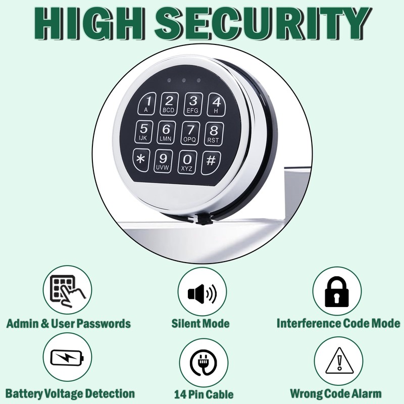Gun Safe Lock Replacement Electronic Safe Lock with Solenoid Lock