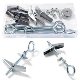 Lyeteung 7 Sets M5 Wing Spring Hook, Spring Toggle Wing Closed Hook, Ceiling Plasterboard Mount Hook, with Hex Nuts, Washers, for Plasterboard Hollow Walls Hanging Plants Fixing