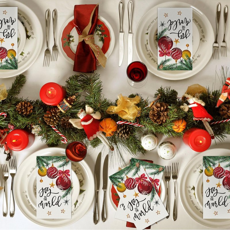 Horaldaily 100 servilletas decorativas de papel desechables de Navidad, bolas