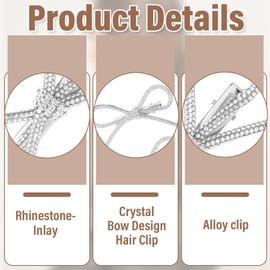 Rhinestone Bow Hair, Pack of 2 Crystal Bow Hair Clips, Crystal Bow Hair Clips, Butterfly Hair Clips, Glitter Hair Clip, Rhinestone, Rhinestone Hair Clips, Bows, Crystal Bow Hair Clip, Silver