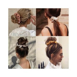 Iaceble Colorful Hair Scrunchies Rope Elastic Satin Ribbon Hair Tie Big Ponytail Holders Hair Ties Rope Silky Satin Scrunchies Decorative Hair Accessories for Women Headdress 4 Pcs