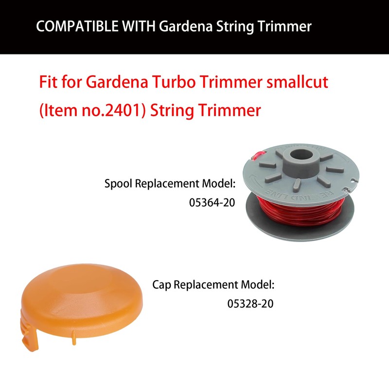 RUIITEN 5364-20 Replacement Spools and Caps for Gardena Turbo Trimmer