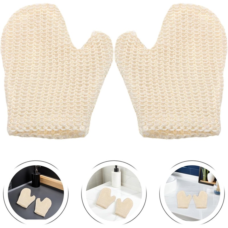 Guantes de Baño Exfoliantes de Sisal – 2 Piezas Blanco