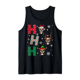 Ho Ho Ho Russell Terrier Dog Lover Christmas Santa Elf Xmas Tank Top
