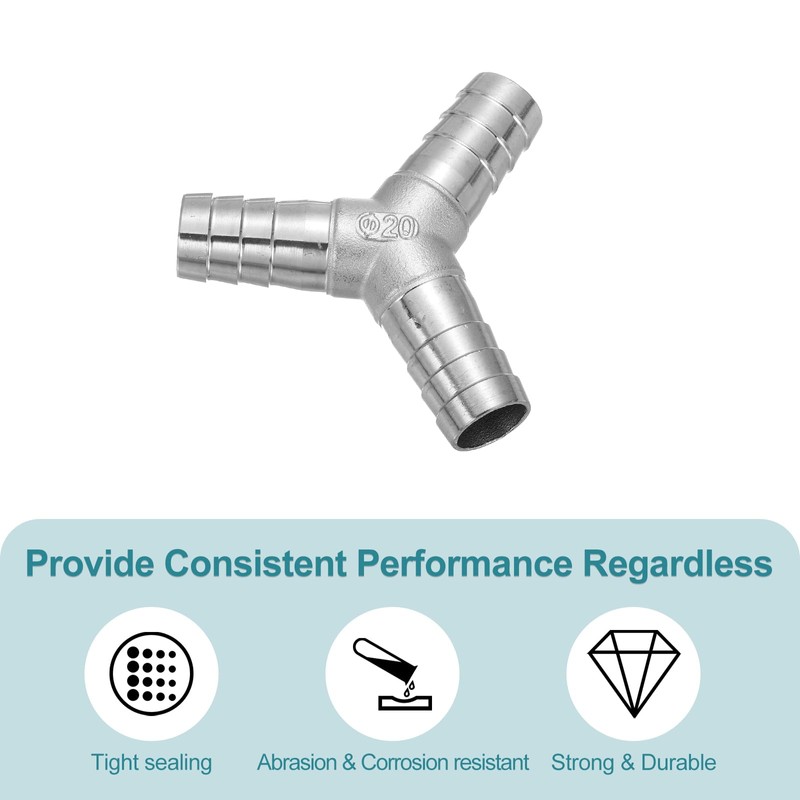 sourcing map 13/16" Y Shape Hose Barb Pipe Fitting, 304
