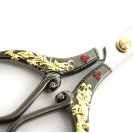 JubileeYarn Gold Dragon Relief w/Red Crystals Embroidery Craft Scissors - Black - 1 Scissor