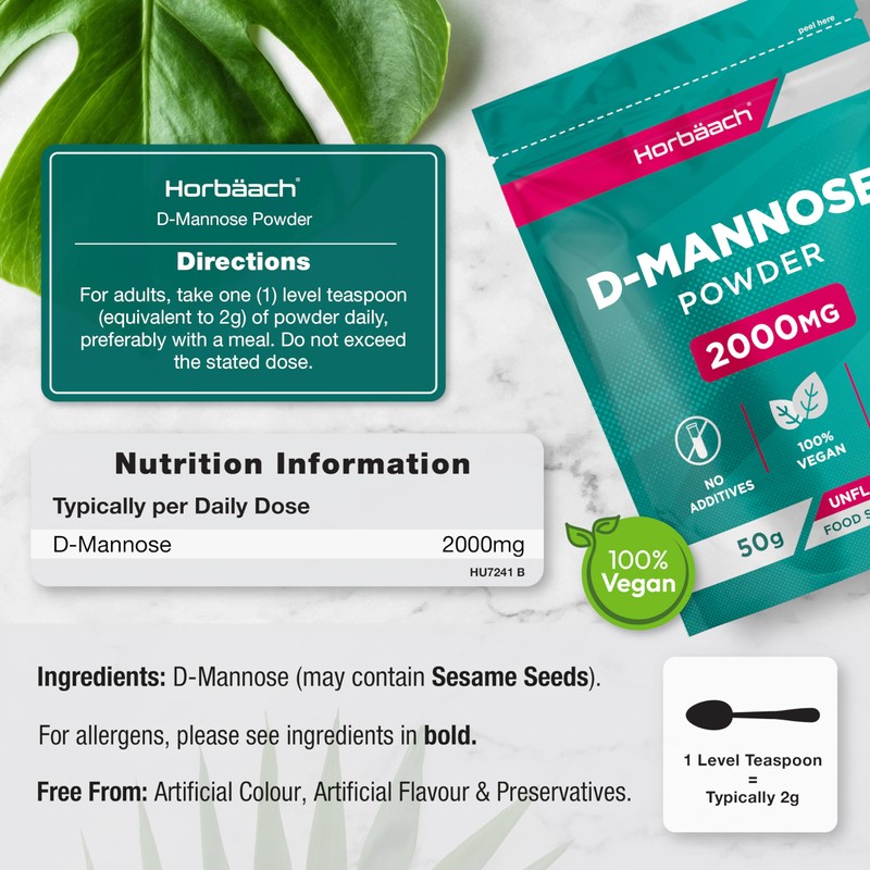 D Mannose Powder 2000mg | 50g | Pure | Unflavoured