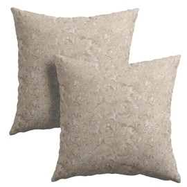 2 PCS Decorative Rustic Floral Throw Pillow Cover 18x18 Inch Pale Brown Block Print Farmhouse Cushion Covers Boho Fall Home Decor Neutral Accent Pillowcase for Living Room Chair Couch Outdoor