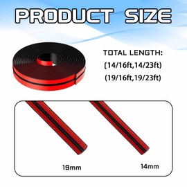 QKYS 23Ft/14mm Car Weather Stripping, Free Cuttable T Shape Car Sunroof Cover Seal Rubber Trim, Dustproof Waterproof Car Windshield Tailgate Adhesive Rubber Seal for Cars Trucks SUVs