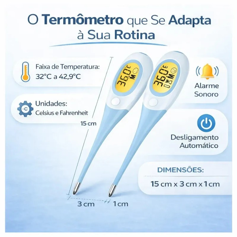 Termómetro Edge Slim Retroiluminado De Contacto Flexible Azul