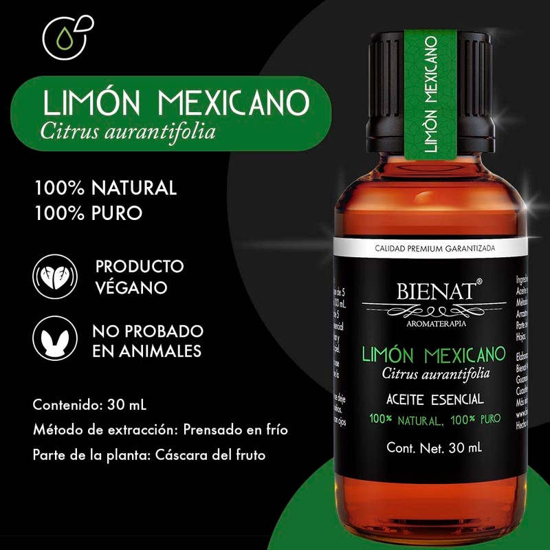Bienat Aromaterapia Aceite Esencial de Limón Mexicano 30mL