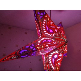 YEPSIO Paper Star Lantern Lampshade Light Shades Large 60cm Star Hanging Decorations for Christmas Wedding Home Decoration Birthday Party (Glitter Red, Blue, Multi)