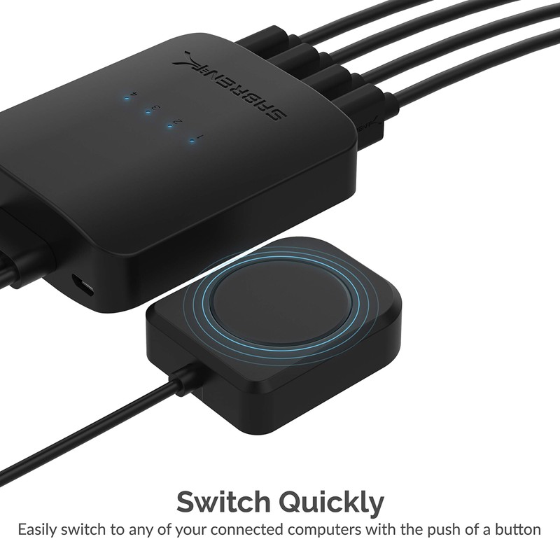SABRENT Interruptor de uso compartido USB 2.0 hasta 4 computadoras