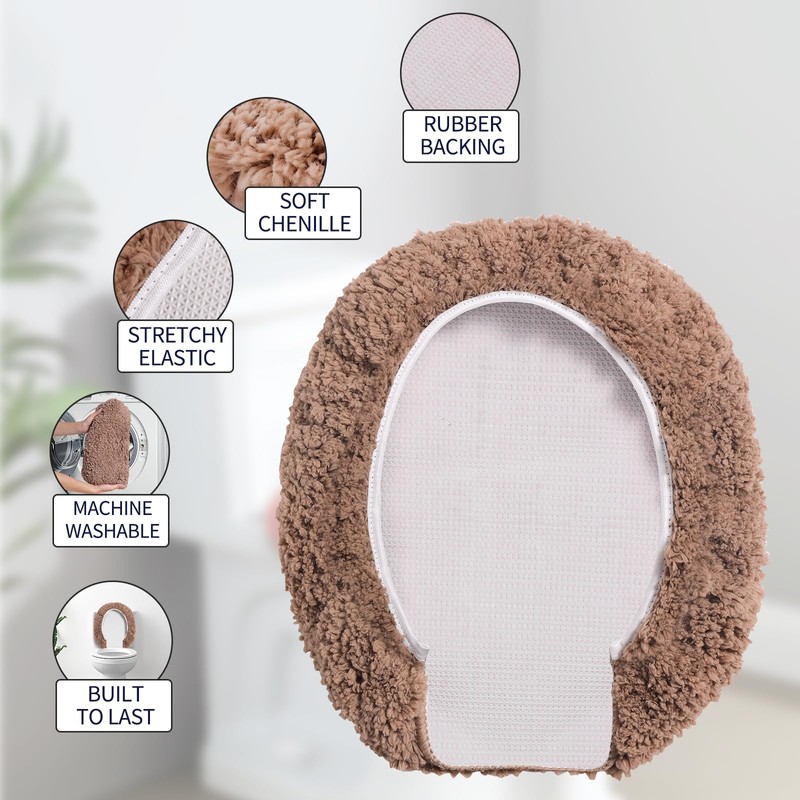 Baahrnom Luxury Soft Microfiber Toilet Lid Cover Machine Washable Solid