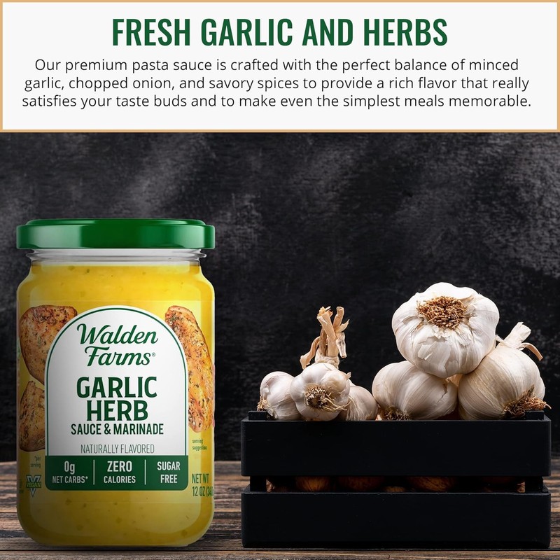 Walden Farms Garlic Herb Sauce – Zero Calorie, Sugar Free,