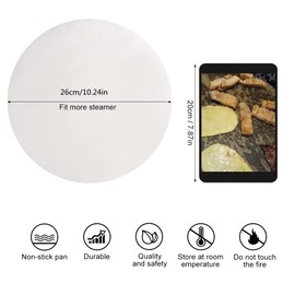 DEWIN Round Backing Paper, Baking Paper, Round Non-Stick Paper, Cuts, Non-Stick Round BBQ Paper, Grill Tin Foil Paper for Grill, 26 cm, Pack of 100