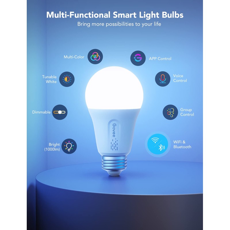 Govee LED Smart Light Bulbs, 1000LM Color Changing Light Bulb,