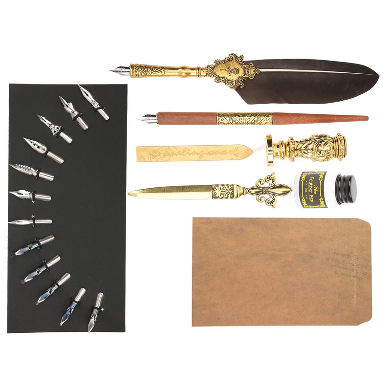 Feather Pen Set Retro British Creativity Writing Suit for Business
