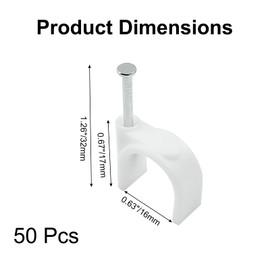 Rierdge 50 Pieces Half Clamps J-Hook with Nail, 0.63 inch White Pex Support Holder for Tubing Pipe Fixing Wire 16mm