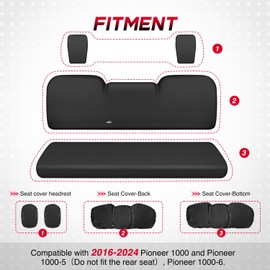 Frokom Pioneer 1000 Seat Cover, UTV Front Bench Seat Cover Fit for Pioneer 1000, Pioneer 1000-5 Front Seat Only, 1000-6 2016 2017 2018 2019 2020 2021 2022 2023 2024,1680D Pet Toenail Proof-Black