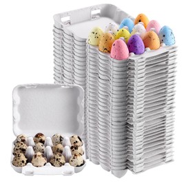 LayHyand 30 Pack Quail Egg Cartons, 3x4 Dozen Egg Carton, Blank Natural Pulp Eggs Container Holder Reusable for 12 Count Quail Huevo Storage Strong Tray for Refrigerator