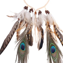 Indian Feather Headdress Peacock Hippie Headband Boho Headwear Carnival Head Pieces for Necklace Waistband Hair Accessories Masquerade Fancy Dress Party Festival (Style 7)