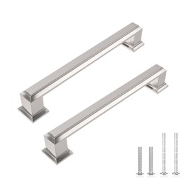 Voraus Cabinet Pulls 10 Pack Brushed Nickel Drawer Handle 5 Inch(128mm) Hole Centers Cabinet Drawer pulls Square Kitchen Handles for Cabinets Cupboard Handles
