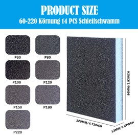 Pack of 9 Sanding Sponge, P60 Grit Sanding Block, Soft Foam Sand Block Wet Dry Sandpaper for Model Drywall Metal Wood Furniture Polishing (Blue)