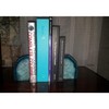 AMOYSTONE Teal Agate Bookends, Large Decorative Crystal Stone Ends 4-6