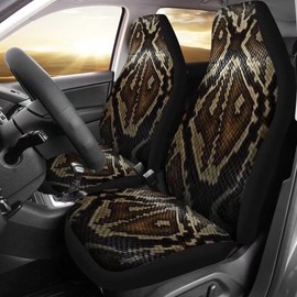 Dellukee Snake Skin Car Seat Covers Decorative Universal 2pc Front Car Seat Cover Protectors for Most Car Truck SUV Van