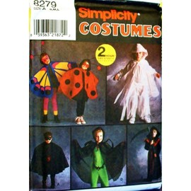 OOP Simplicity Costume Pattern 8279. Boys & Girls Szs 2/4, 6/8, 10/12 Super Hero, Grim Reaper, Butterfly & Lady Bug Costumes