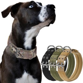 JSXD Tactical Dog Collar,Military Grade Nylon with Soft Padded Lining,1.5 inch Wide,Metal Buckle with 5 Adjustable Points,Heavy Duty Dog Collar for Medium Large Dogs (Camo, X-Large)