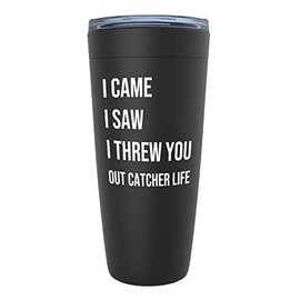 Softball Coach Black Edition Viking Tumbler 20oz - I Came I Saw - Baseball Ball Pitcher Sarcastic Sassy Gag Humor Coach For Catcher
