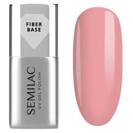 Semilac Smalto UV Fiber Base Rosa Beige 7 ml - Base ibrida rinforzante con fibre di nylon, struttura ed estensione leggera fino a 5 mm, sobria lucentezza